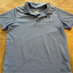 Under Armour Youth XL Blue Striped Golf Shirt